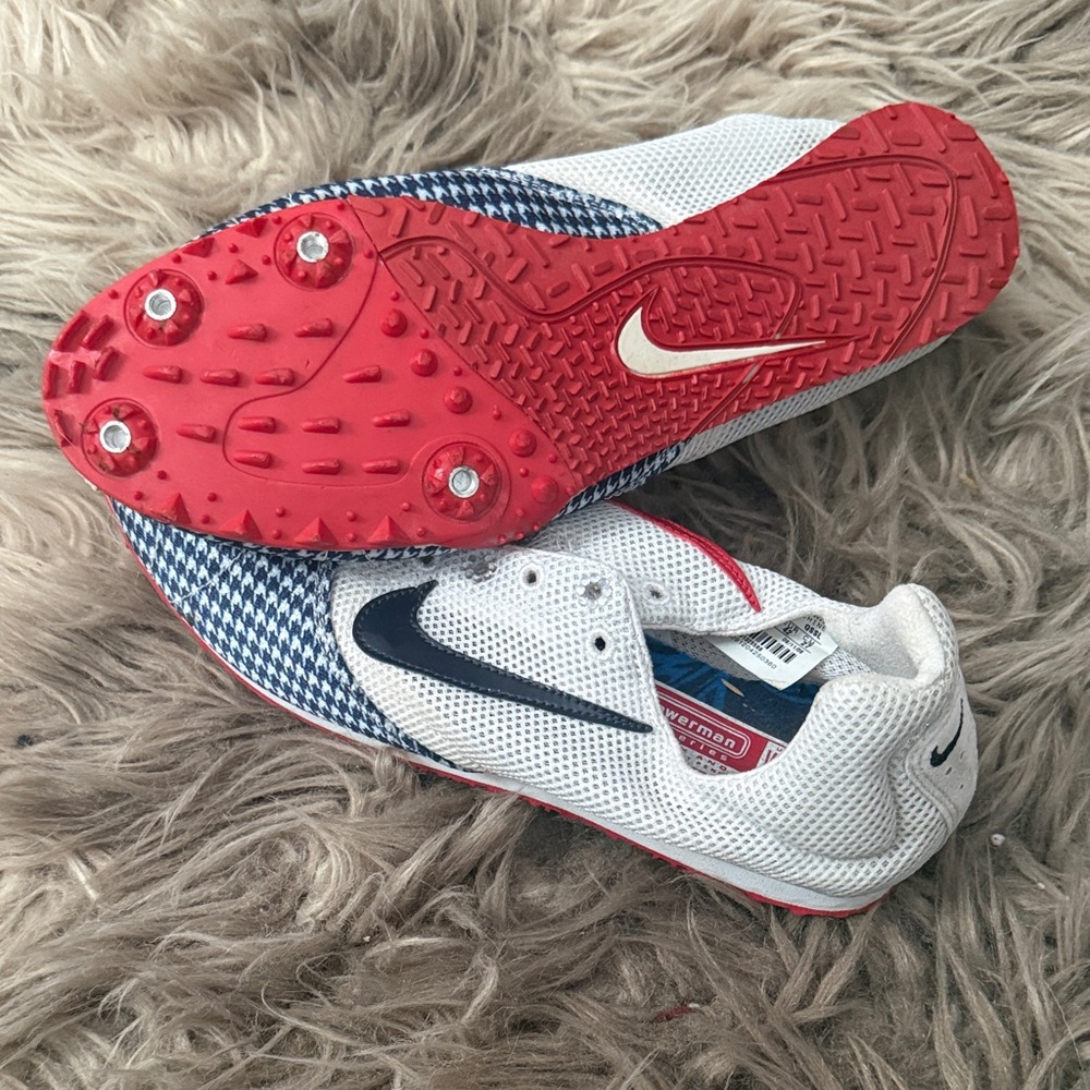 Nike White and Red Track Shoes